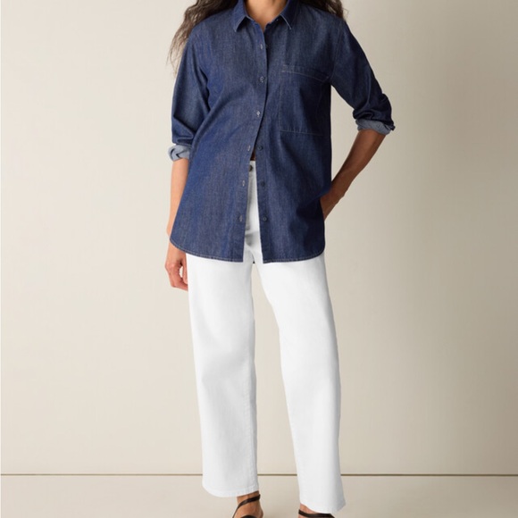 Eileen Fisher Blue Denim Shirt - Picture 2 of 6